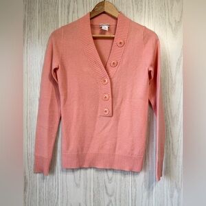 J.Crew V-neck Henley Cashmere Sweater in Dusty Rose Size XS LNC